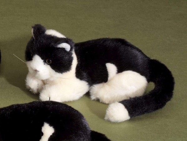 Förster Stofftiere 3468 Katze liegend schwarz/weiß Mini 16 cm